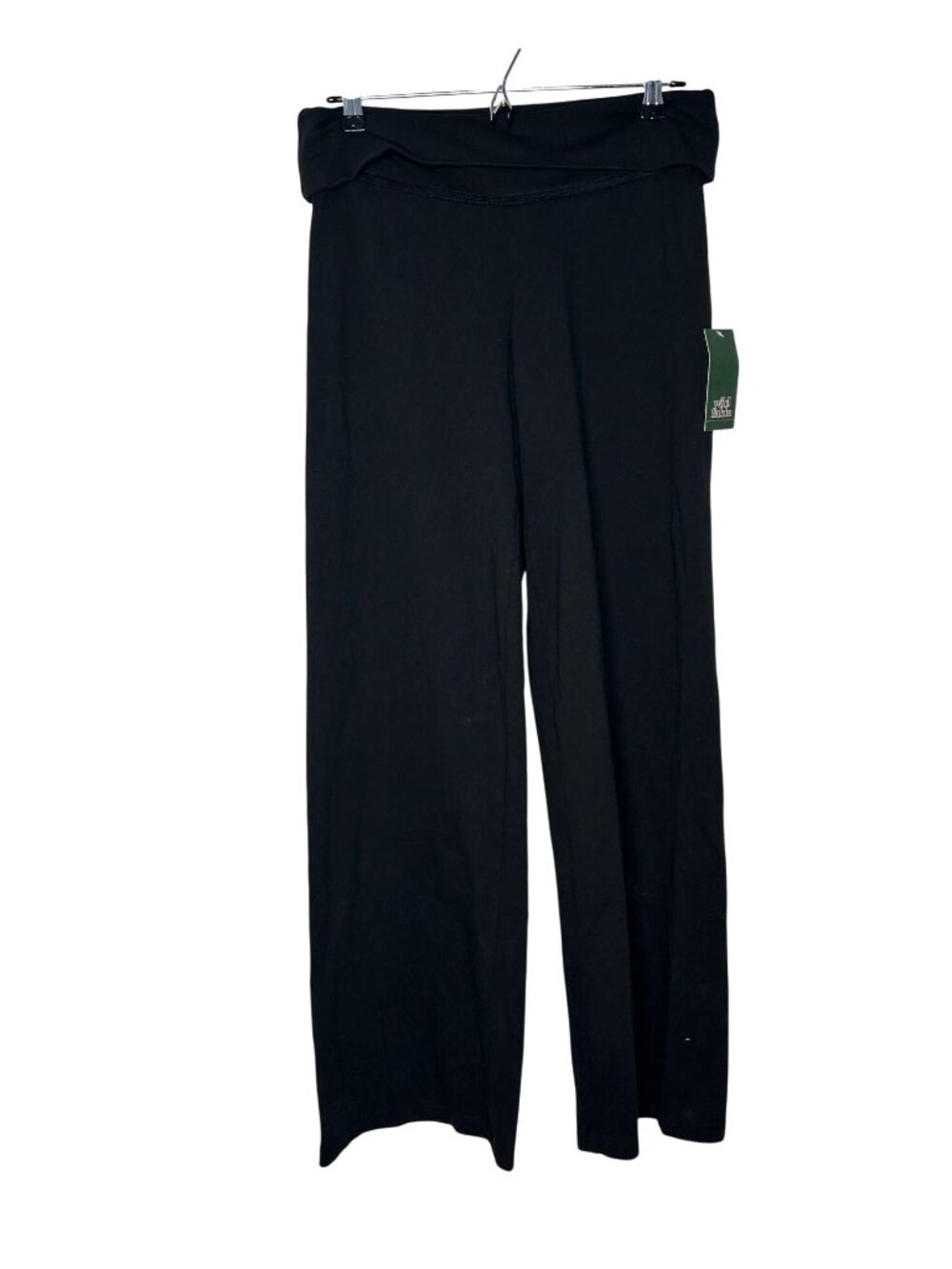 NWT Womens Black Wide-Leg Pants Fold-Over Waistband Size Small MSRP $25